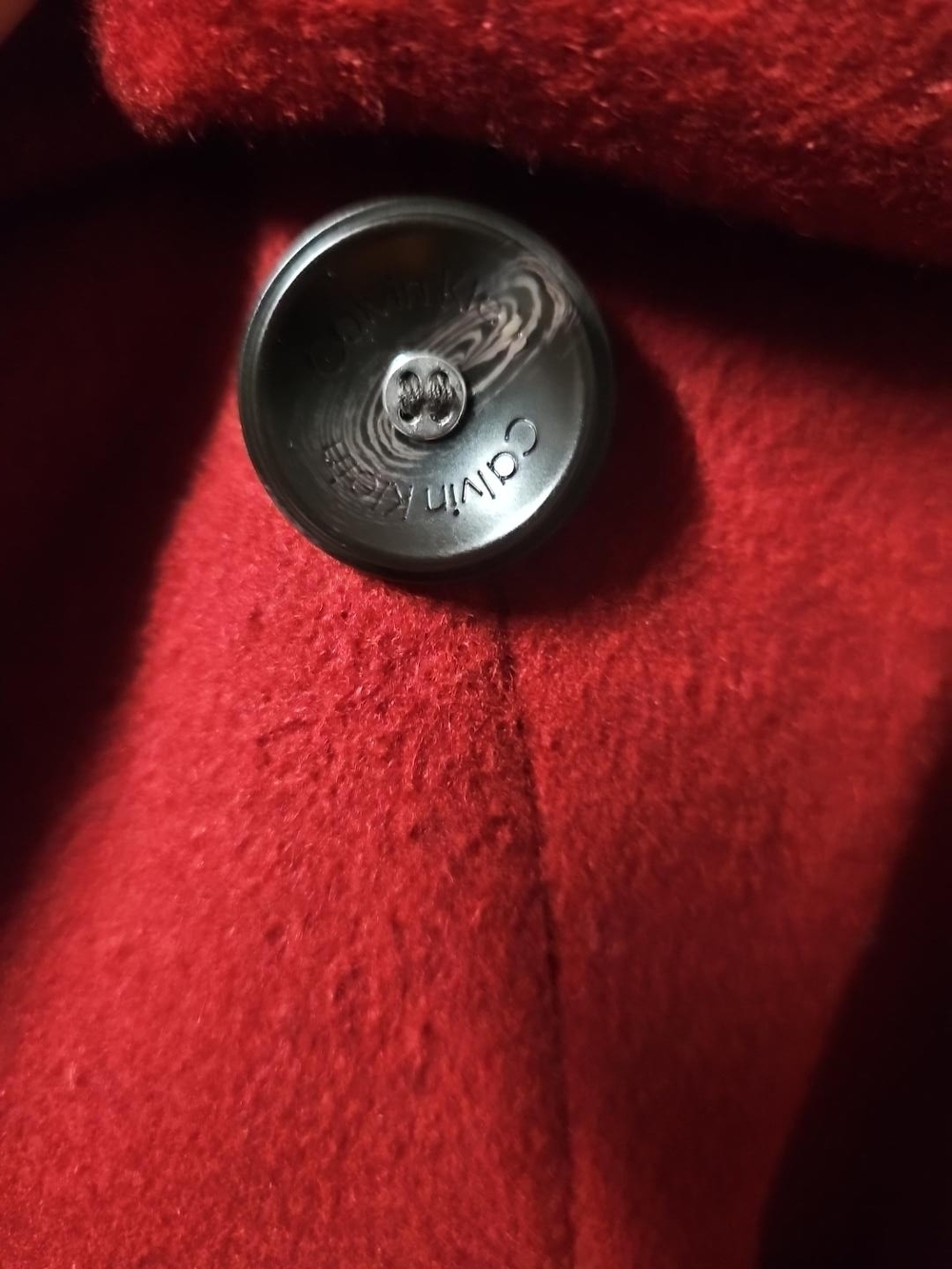 Calvin Klein Crimson Red Wool Blend Belted Double Breasted Cape Coat S/M - Picture 4 of 13